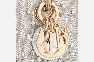 Lady D-Joy Micro Bag • Silver-Tone Satin with Gradient Bead Embroidery