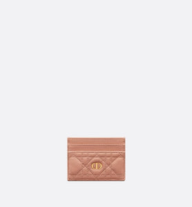 Dior Caro Five-Slot Card Holder • Rose Des Vents Supple Cannage Calfskin