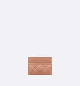 Dior Caro Five-Slot Card Holder • Rose Des Vents Supple Cannage Calfskin
