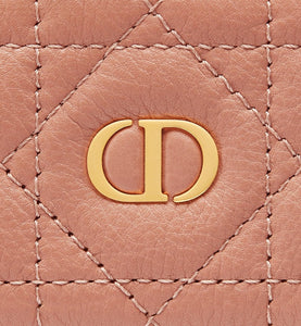 Dior Caro Five-Slot Card Holder • Rose Des Vents Supple Cannage Calfskin