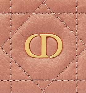 Dior Caro Five-Slot Card Holder • Rose Des Vents Supple Cannage Calfskin