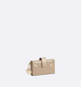 Lady Dior 5-Gusset Card Holder • Sand-Colored Patent Cannage Calfskin