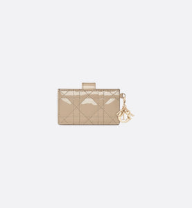Lady Dior 5-Gusset Card Holder • Sand-Colored Patent Cannage Calfskin
