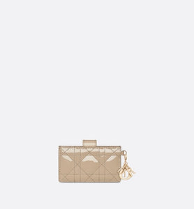 Lady Dior 5-Gusset Card Holder • Sand-Colored Patent Cannage Calfskin