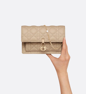 Lady Dior Chain Pouch • Sand-Colored Cannage Lambskin