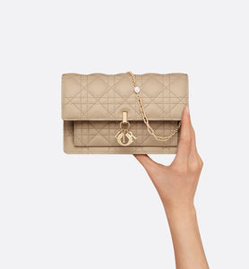 Lady Dior Chain Pouch • Sand-Colored Cannage Lambskin