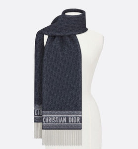 Dior Oblique Scarf • Navy Blue Cashmere