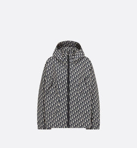 Waterproof Hooded Jacket • Blue Technical Taffeta Jacquard with Dior Oblique Motif