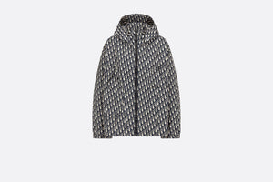 Waterproof Hooded Jacket • Blue Technical Taffeta Jacquard with Dior Oblique Motif