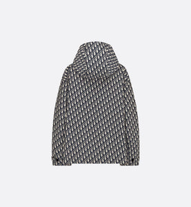 Waterproof Hooded Jacket • Blue Technical Taffeta Jacquard with Dior Oblique Motif