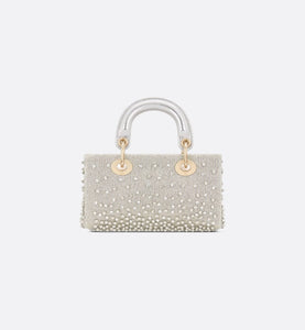 Lady D-Joy Micro Bag • Silver-Tone Satin with Gradient Bead Embroidery