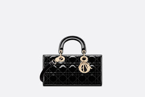 Medium Lady D-Joy Bag • Black Patent Cannage Calfskin