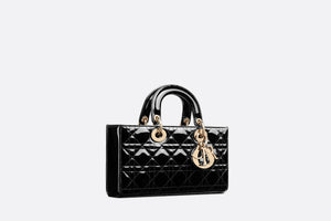 Medium Lady D-Joy Bag • Black Patent Cannage Calfskin