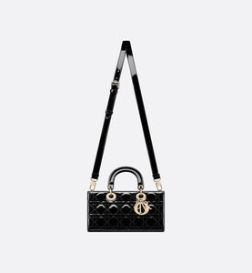 Medium Lady D-Joy Bag • Black Patent Cannage Calfskin