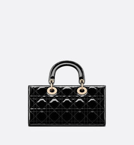 Medium Lady D-Joy Bag • Black Patent Cannage Calfskin