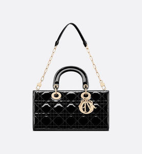 Medium Lady D-Joy Bag • Black Patent Cannage Calfskin