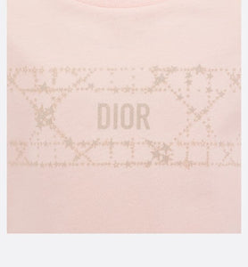 Kid's T-Shirt • Pale Pink Cotton Jersey with Pale Gold-Tone Cannage Motif