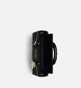 Small Lady D-Joy Bag • Black Patent Cannage Calfskin