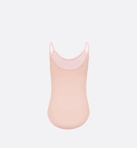 Kid's One-Piece Swimsuit • Pale Pink Technical Fabric with Pale Gold-Tone Cannage Motif