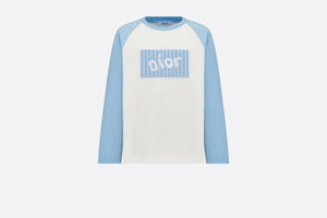 Kid's Long-Sleeved T-Shirt • Ivory and Sky Blue Cotton Jersey