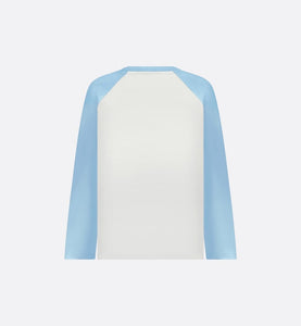 Kid's Long-Sleeved T-Shirt • Ivory and Sky Blue Cotton Jersey