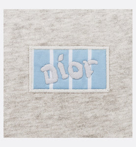Kid's Polo Shirt • Heathered Gray Cotton Jersey and White Cotton Poplin with Sky Blue Stripes