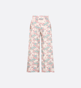 Kid's Loose Pants • Ivory Technical Voile with Pink and Turquoise Floral Print