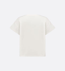 Kid's T-Shirt • Ivory Cotton Jersey with Pale Gold-Tone Cannage Motif