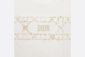 Kid's T-Shirt • Ivory Cotton Jersey with Pale Gold-Tone Cannage Motif