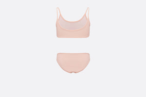 Kid's Two-Piece Swimsuit • Pale Pink Technical Fabric with Pale Gold-Tone Cannage Motif