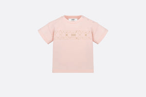 Baby T-Shirt • Pale Pink Cotton Jersey with Pale Gold-Tone Cannage Motif