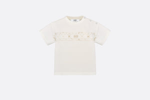 Baby T-Shirt • Ivory Cotton Jersey with Pale Gold-Tone Cannage Motif