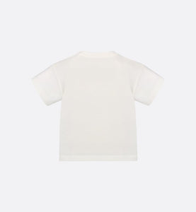 Baby T-Shirt • Ivory Cotton Jersey with Pale Gold-Tone Cannage Motif