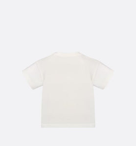 Baby T-Shirt • Ivory Cotton Jersey with Pale Gold-Tone Cannage Motif