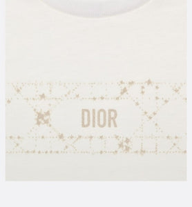 Baby T-Shirt • Ivory Cotton Jersey with Pale Gold-Tone Cannage Motif