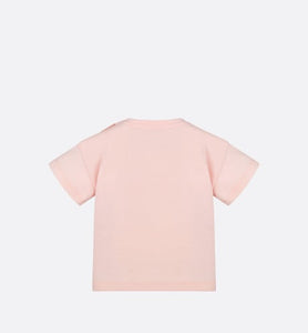 Baby T-Shirt • Pale Pink Cotton Jersey with Pale Gold-Tone Cannage Motif