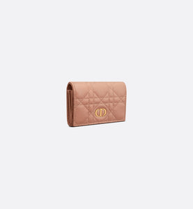 Dior Caro XS Wallet • Rose Des Vents Supple Cannage Calfskin