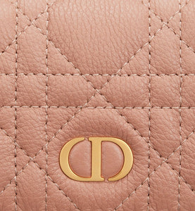 Dior Caro XS Wallet • Rose Des Vents Supple Cannage Calfskin
