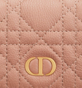 Dior Caro XS Wallet • Rose Des Vents Supple Cannage Calfskin