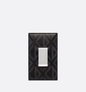 Card Holder with Bill Clip • Black CD Diamond Canvas