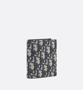 Compact Vertical Wallet • Beige and Black Dior Oblique Jacquard