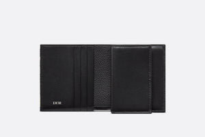 Compact Vertical Wallet • Beige and Black Dior Oblique Jacquard