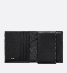 Compact Vertical Wallet • Beige and Black Dior Oblique Jacquard