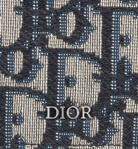 Compact Vertical Wallet • Beige and Black Dior Oblique Jacquard