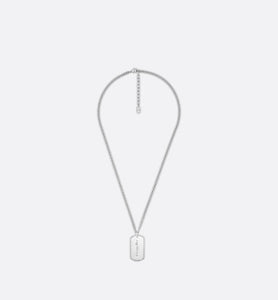 CD Couture Plate Pendant Necklace • Silver-Finish Brass