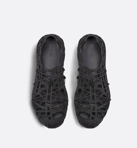 Dior Warp Sandal • Black Cosmo Rubber with Warped Cannage Motif