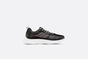 B25 Runner Sneaker • Black Smooth Calfskin and Beige and Black Dior Oblique Jacquard