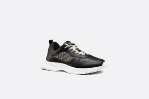 B25 Runner Sneaker • Black Smooth Calfskin and Beige and Black Dior Oblique Jacquard