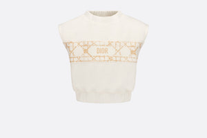 Kid's Sleeveless Cropped T-Shirt • Ivory Cotton-Blend Fleece with Pale Gold-Tone Cannage Motif