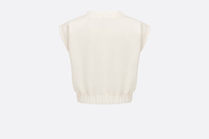 Kid's Sleeveless Cropped T-Shirt • Ivory Cotton-Blend Fleece with Pale Gold-Tone Cannage Motif
